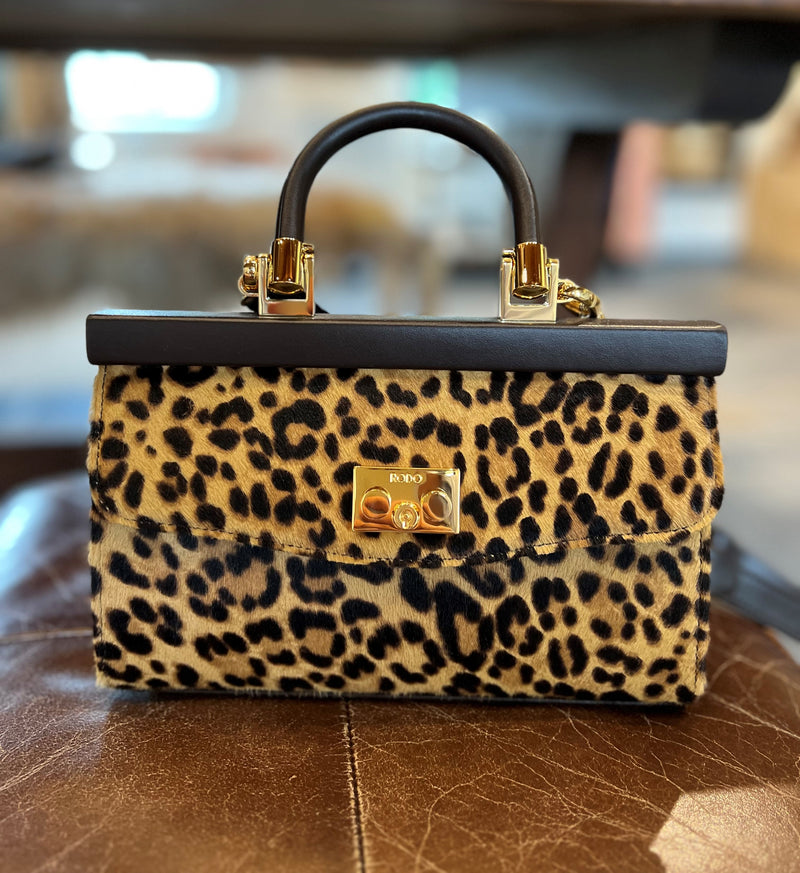 Borsa Leopard Pony Hair Handbag