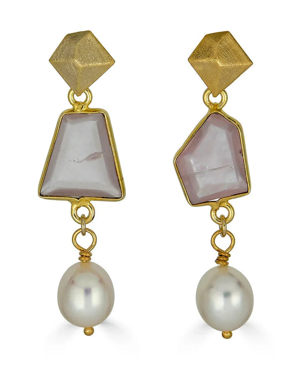 Rose Quartz and Pearl Earrings | Rose Quartz