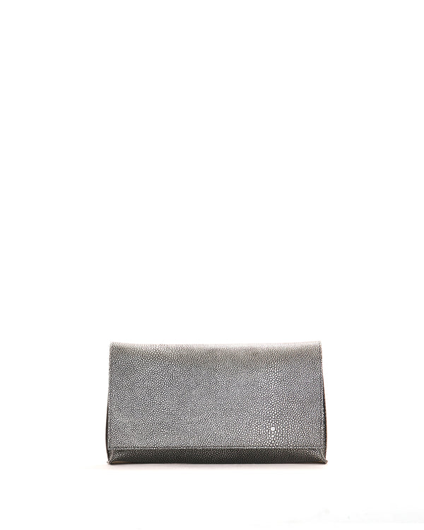 Foldover Clutch | Pewter Shagreen