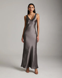 Double V Slip Dress | Silver Mink