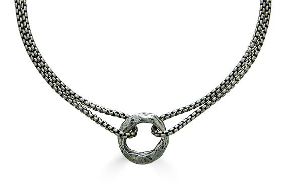 Silver Double Circle Necklace