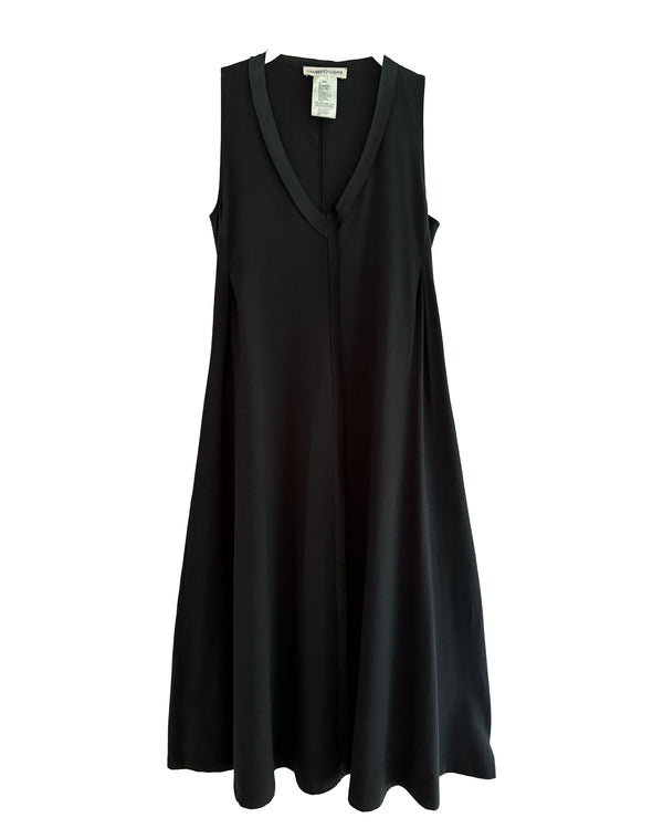 Flare Dress W/Silk Detail | Black & Black