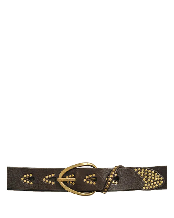 Square Stud Belt | Brown gold