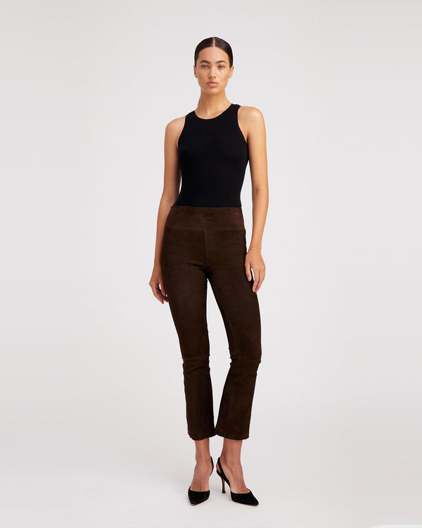 Ankle Flare Leather Legging | Americano