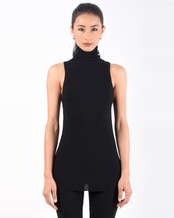 Turtleneck Merino Tank | Black