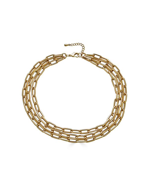 3 Strand Matte Gold Paperclip Necklace