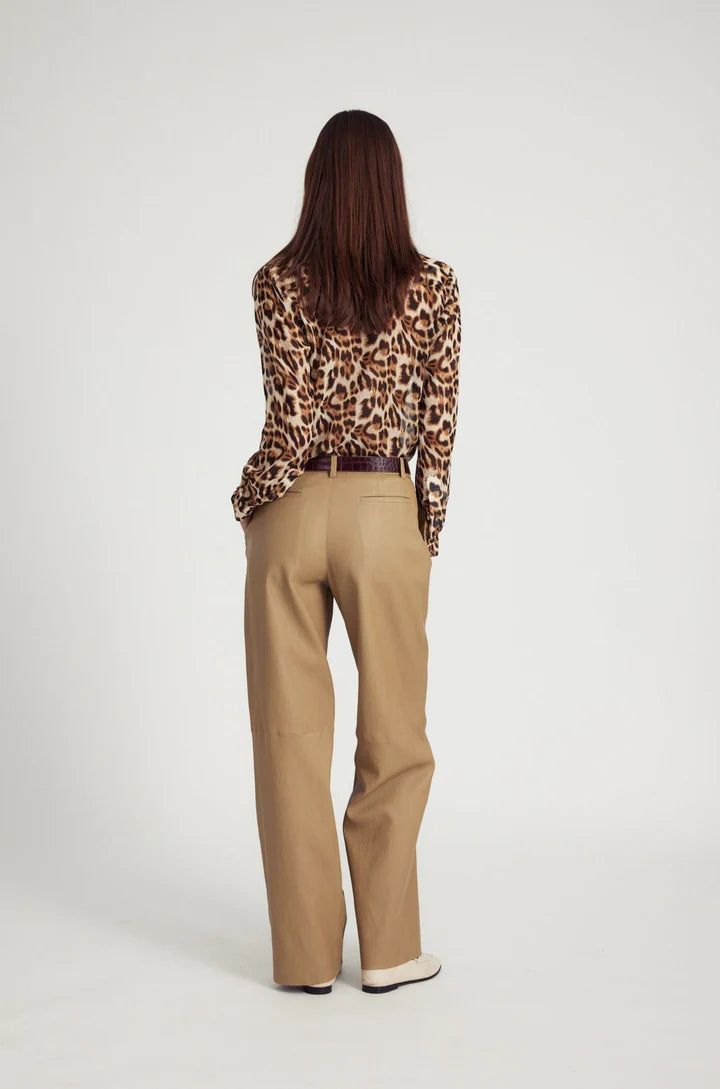 Fitted Button Up | Leopard Chiffon