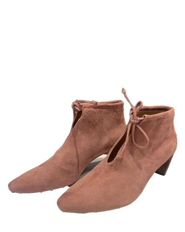 Waffles Tie Heeled Suede Bootie | Rose