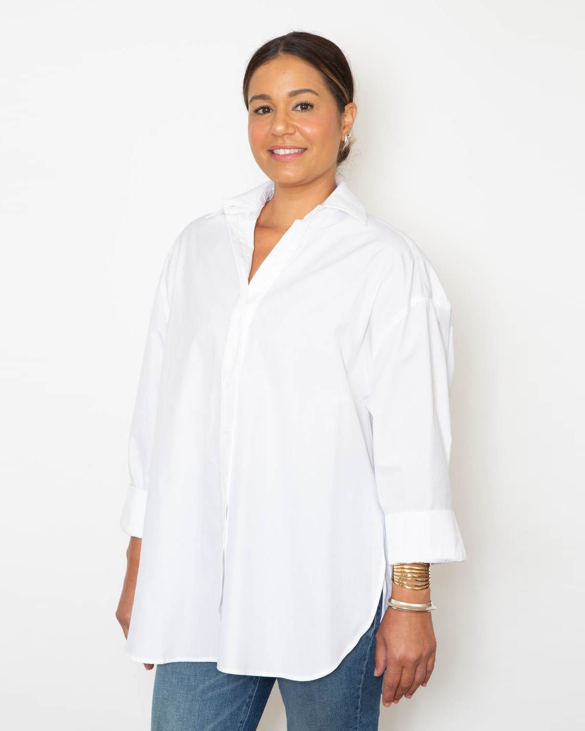 Emma Top | White Poplin – Well Heeled