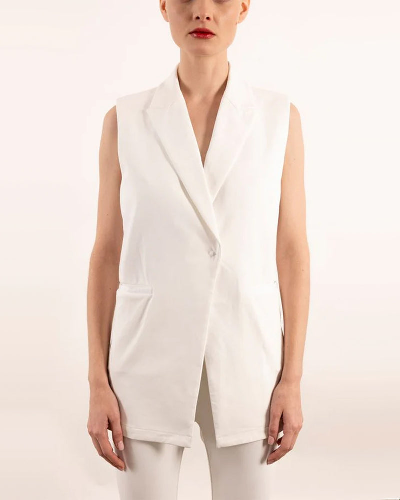 Yana Sleeveless Blazer | White