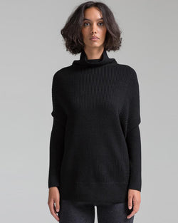 Rib Knit Turtleneck Pullover | Black