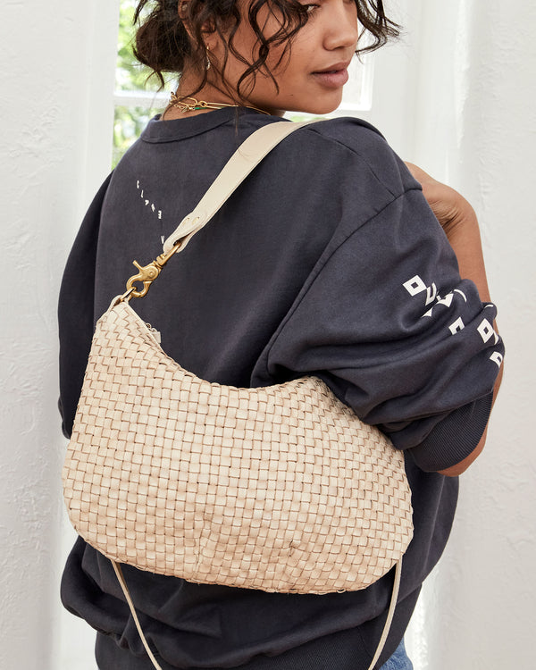 Moyen Messenger | Cream Woven Checker