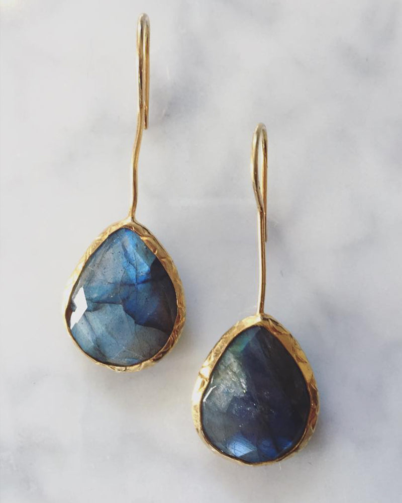 Labradorite Gold Earrings