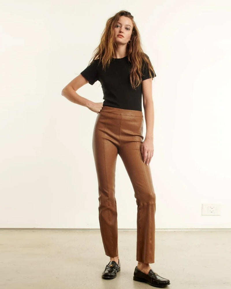 Rouje Ladies Chocolate Marais Leather Trousers, Brand Size 40 (US Size 6)  MARAIS - Apparel - Jomashop